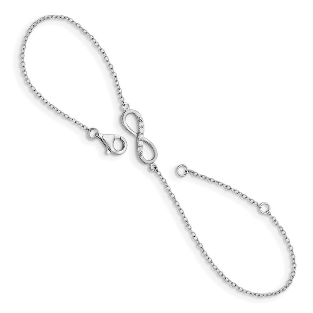 Bracelet en Argent Sterling 925 Rhodié avec Zircon Cubique Infini avec Extension de 1 Pouce