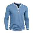 thumbnail image 5 of JIAYUE Men's T Shirt Fashionable Contrast Color Trim Henley Long Sleeve Shirts V Neck Buttons Placket Slim Fit Casual Pullover Tops For Commute Travel And Daily Comfortable Wear, 5 of 7