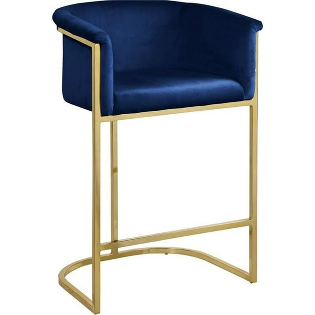Meridian Furniture Donatella Navy Velvet Stool