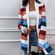 thumbnail image 1 of Chaqueta de punto de manga larga con costuras a rayas de color para mujer Abrigo de cárdigan de otoño a rayas informal Fridja  po3936, 1 of 7