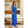 thumbnail image 5 of YOGAFOX Women's 2025 Summer Casual V Neck Split Beach Vacation Loose Maxi Dresses(RoyalBlue,M), 5 of 7