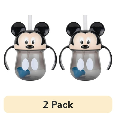 (2 pack) Disney Mickey Mouse Spill-Proof Weighted Straw Sippy Cup