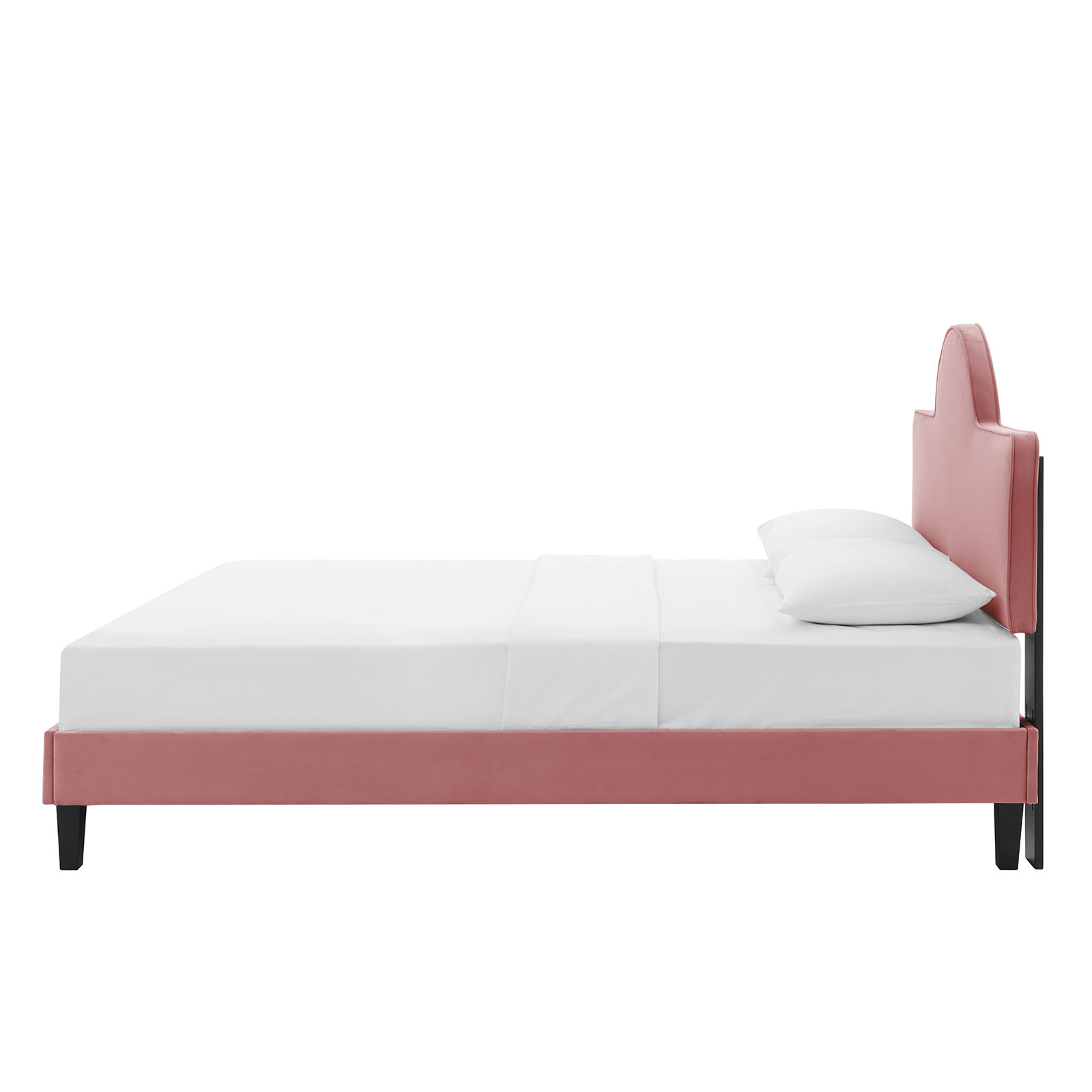 Platform Bed Frame, King Size, Pink, Velvet, Modern Contemporary, Bedroom Master Guest Suite Room