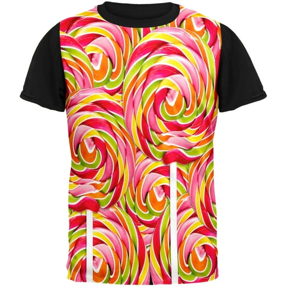 Swirl Giant Lollipop Adult Black Back T-Shirt