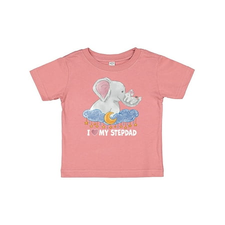 

Inktastic I Love My Stepdad Cute Elephants with Moon and Stars Gift Baby Boy or Baby Girl T-Shirt