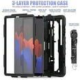 thumbnail image 2 of Dteck Case For Samsung Galaxy Tab S7 FE 2021 12.4-inch SM-T730/T736B,Shockproof Rubber 3-Layer Protection Hybrid Hard Kickstand Case Cover for Galaxy Tab S7+ T970/T975 with Shoulder Strap,Black, 2 of 7