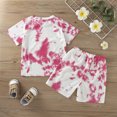 thumbnail image 3 of Vedolay Boys Summer Short Sleeve Crew Neck Tops and Elastic Shorts Tie-dye Set,Pink 1-2 Years, 3 of 5