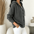thumbnail image 6 of Sorvello Women's Hooded Knit Cardigan Sweater Button Down V Neck Drawstring Hood Solid Color Warm Fall Winter Outerwear Coat for Women Gray XXL, 6 of 7