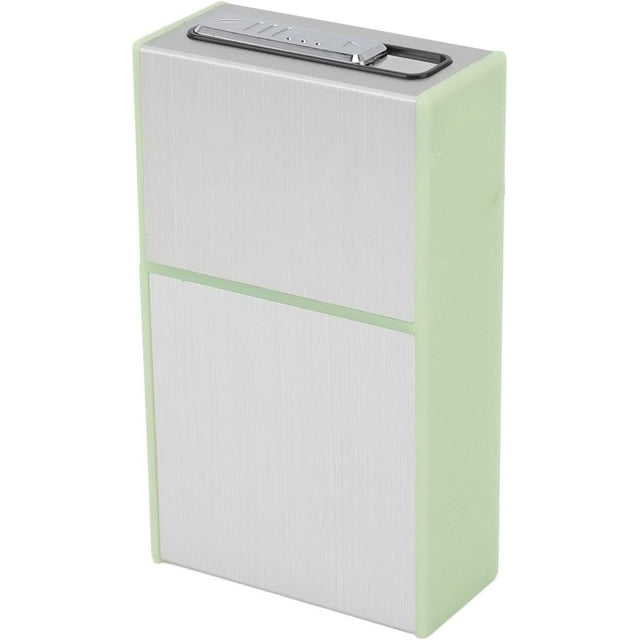 Luminous Cigarette Case, Portable Cigarette Box with Electric Lighter, 20Pcs 84100mm Cigarettes USB Lighters, USB Lighters 2 in 1 Rechargeable Flameless Windproof Electric Lighter (Silver)