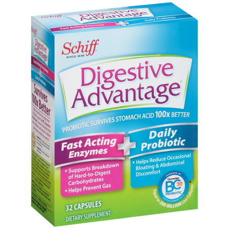 Schiff ® digestif AvantageMD rapide Enzymes par intérim + Daily probiotique suppléments alimentaires Capsules 32 ct Box