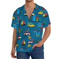 thumbnail image 3 of KLL Cartoon Transportations Print Men's Shirt Short Sleeve Button Down Summer Cuba Beach Shirts- 3X-Large, 3 of 7