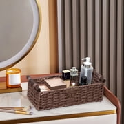 Woven Storage Basket for Shelves, Small Wicker Baskets for Shoes,Towel, Toy Baskets Storage with Handles, 14 x 6 x 4 Inches