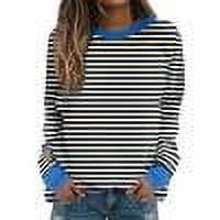 TKLPEHG Sweatshirt for Women Crew Neck Sweatshirt Casual Comfy Lightweight Classic Striped Print Fashion Loose Long Sleeve Pullover (Black,XXXL)