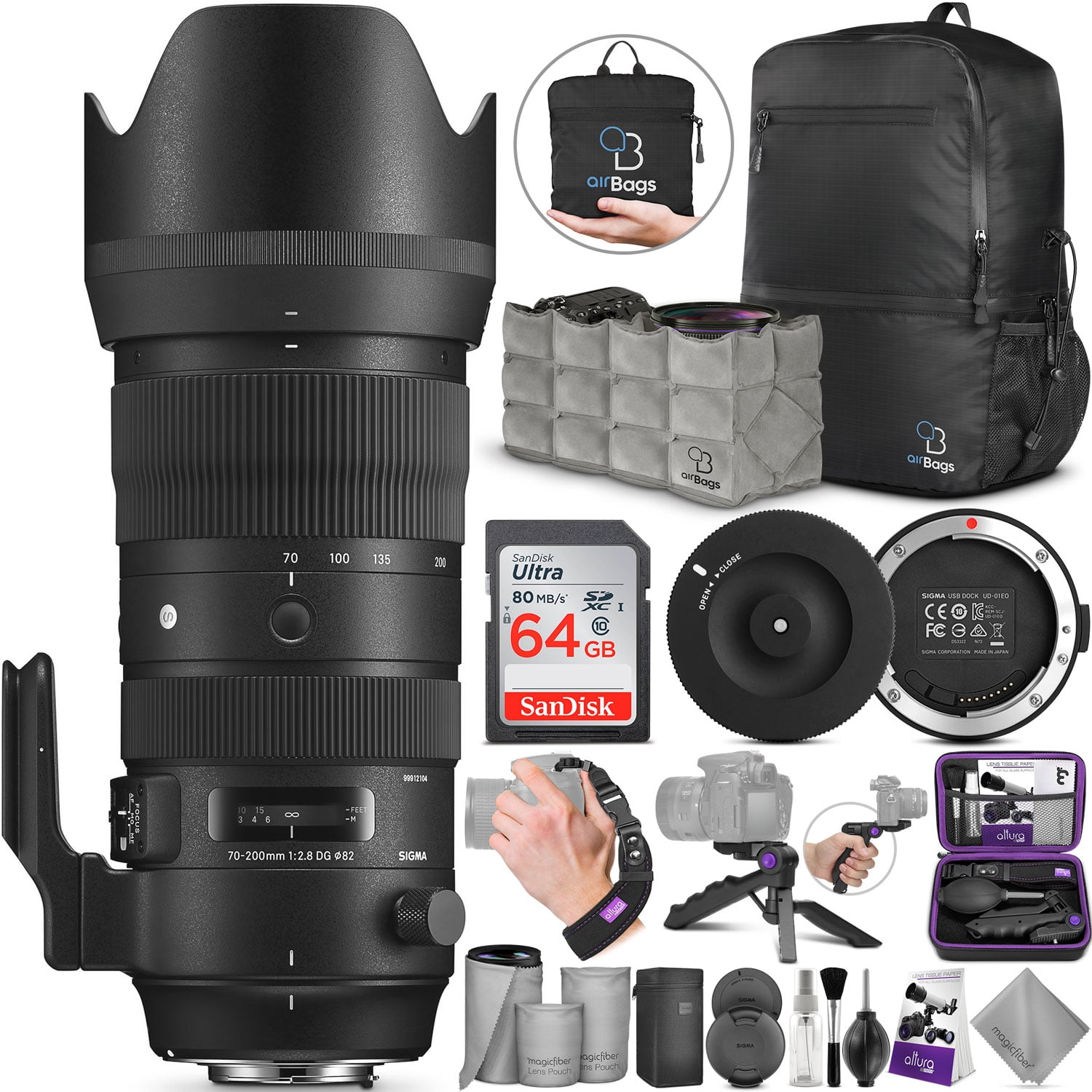 sigma 70200mm f/2.8 dg os hsm sports lens for nikon f w/sigma usb dock