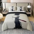thumbnail image 1 of Erosebridal Housse de Couette 100 % Coton pour Garçon Anime, Lit Simple, Style Japonais Housse de Couette 100 % Coton Format Simple, Déco Anime Samouraï, Réversible (Sans Couette), 1 of 6