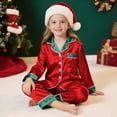 thumbnail image 5 of Matching Christmas Pajamas for Family Button Down Pjs for Women Set, Long Pajamas for Women Set, Long Sleeve Satin Pajamas for Women, Silk Xmas Pjs, Gift for Ladies Red 110, 5 of 8