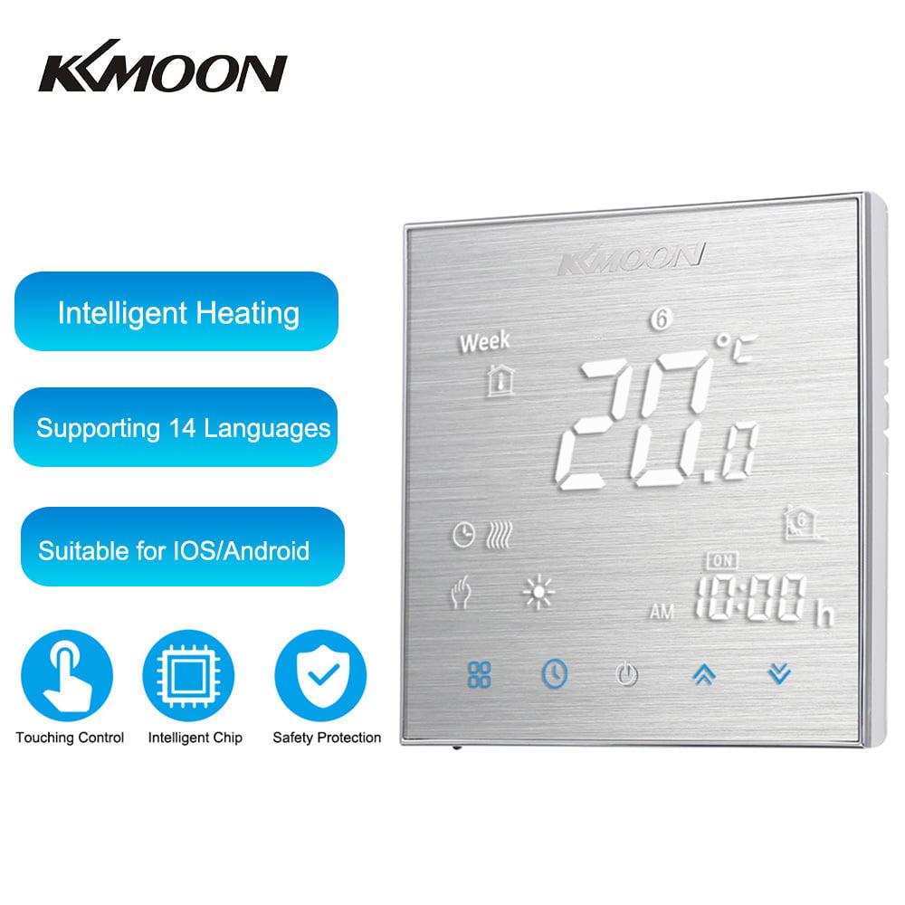 KKmoon Thermostat WiFi sans Fil Thermostat Intelligent Tuya WiFi LCD Affichage Programmable Contrôleur de Température APP Télécommande Compatible avec Alexa Google Home Commande Vocale 