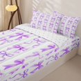 thumbnail image 3 of Erosebridal Kawaii Bow Zipper Twin Comforter Sets with Fitted Sheet and 2 Pillowcases,Purple Princess Bowtie Zipper Bedding Set For Girls,Reversible,4-Piece, 3 of 7