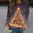 thumbnail image 1 of Meichang Chandails en Molleton de Noël pour Femmes Graphique Arbre de Noël Manches Longues Col Rond Chandail Xmas Tops, 1 of 5