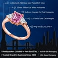 thumbnail image 2 of Gem Stone King 18K Rose Gold Plated Silver 3-Stone Ring Octagon Pink Moissanite and Moissanite (2.07 Cttw, Size 8), 2 of 5