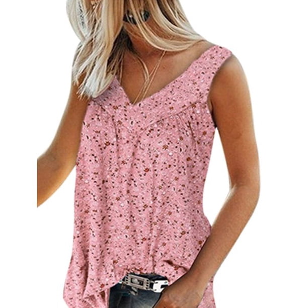 Minnieouse Tanktop Sin Mangas Estampado Camiseta Sin Mangas Cuello Mujer Verano Estampado Camiseta Sin Mangas Chaleco Prendas para la parte del cuerpo rosado L Minnieouse AP002122-35