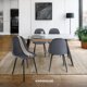 thumbnail image 2 of Juego De Comedor Mesa Vidrio Con 4 Sillas Eames Tapizadas Minimalista KingsHouse gris oscuro 5, 2 of 8