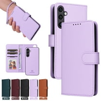 Compatible with Samsung Galaxy A15 Phone Case Detachable Wallet, Magnetic Flip Folio with Credit Card Holder & Cash Slot, Premium PU Leather, Wristlet, Kickstand Shockproof Cover, Purple