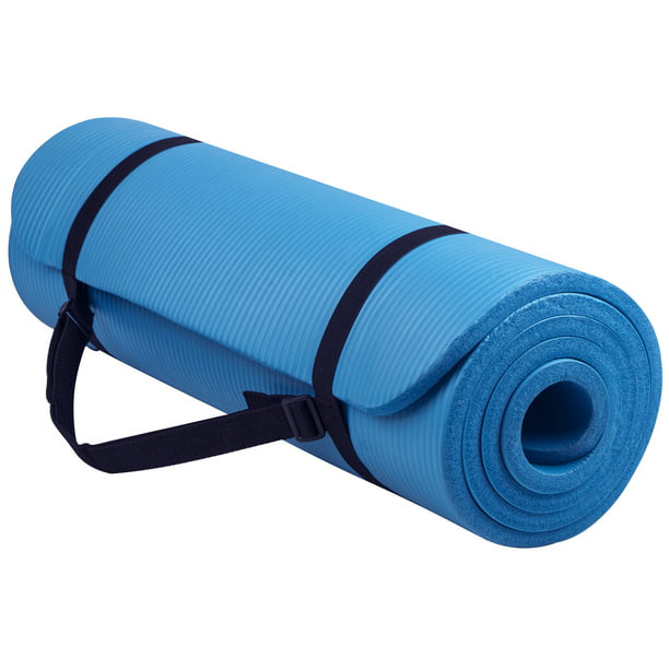 Everyday Essentials All-Purpose 1/2 In. High Density Foam Exercise Yoga Mat Anti-Tear with Carrying Strap, Blue