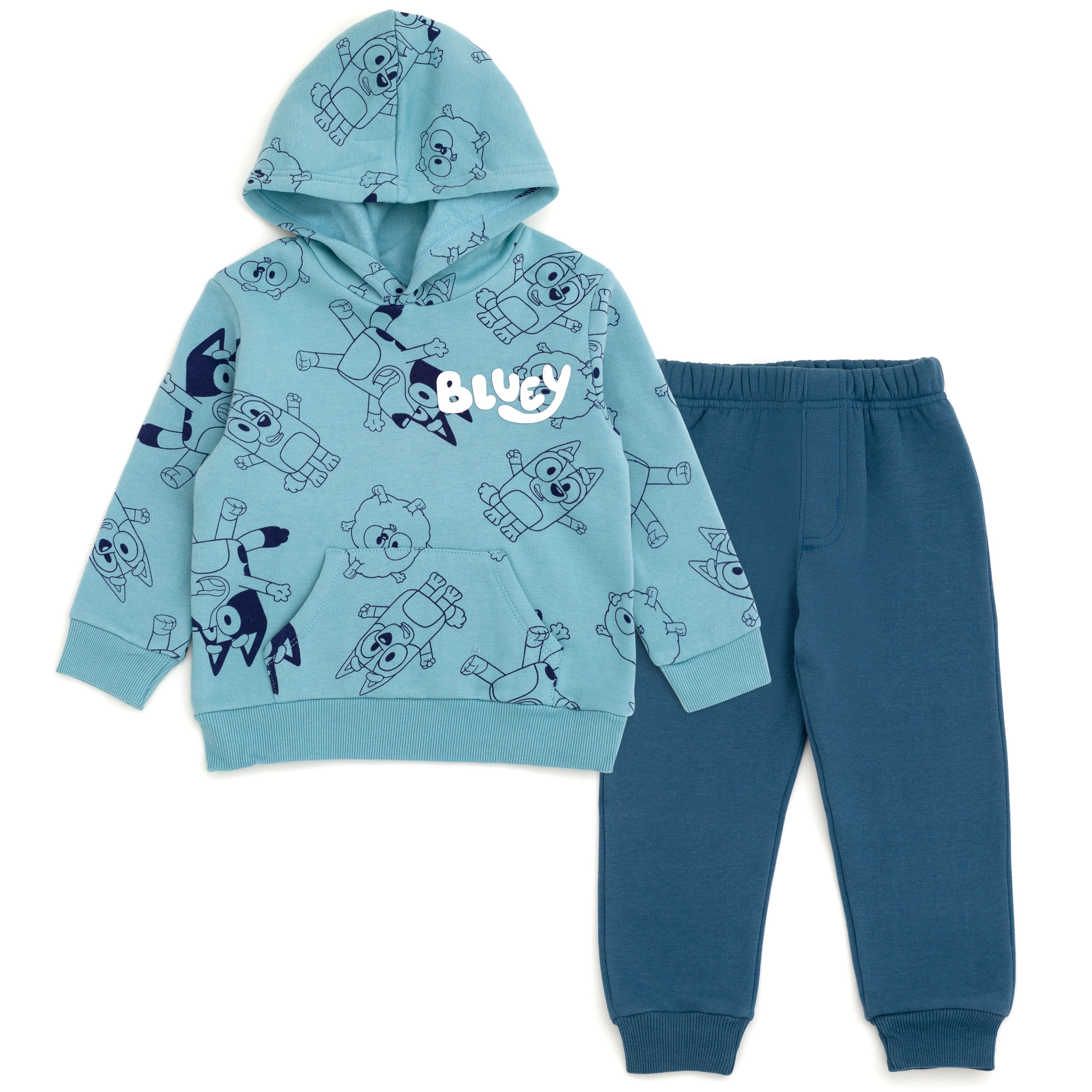 Bluey, Little Boys Fleece Hoodie and Pants Set, Size Toddler, Blue