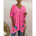 thumbnail image 3 of RXIRUCGD Robes pour Femmes Dames Col en V Imprimé Ample Décontracté Mode Sans Bretelles Jupe Courte Robe Robes de Soirée Travail Robe Maxi Fête Élégante Rose, 3 of 8