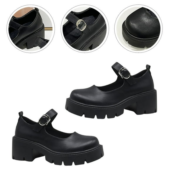 GOOHOCHY Woman Thick Heels Mary Shoes High-heeled Work