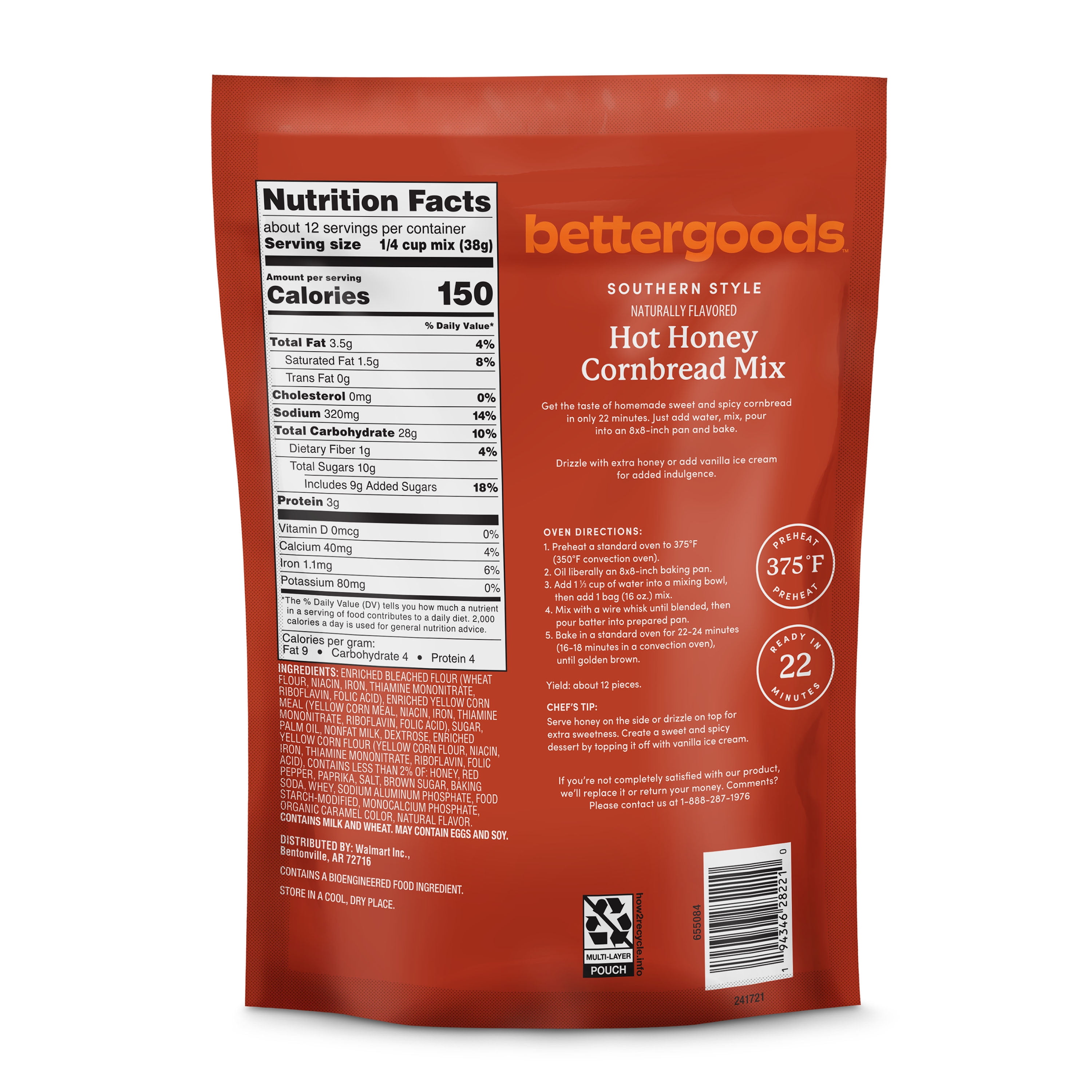 bettergoods Southern Style Hot Honey Cornbread Mix, 16 oz