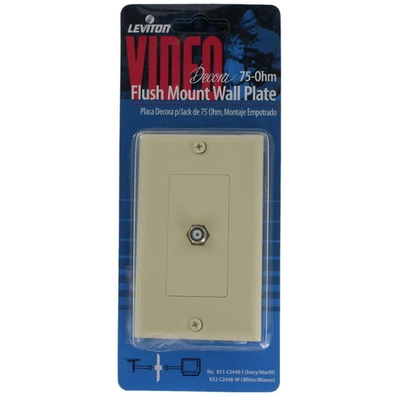 Leviton C2448-I Decora CATV Jack Wall plate, Color Ivory