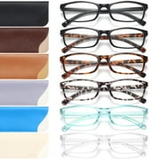 Gaoye 6 Pack Reading Glasses Blue Light Blocking for Women Men, Magnifying Readers Glass Anti UV Eyeglasses with 6 Leather Case