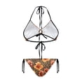 thumbnail image 2 of Chririnla Women's Halter Neck Two-Piece Bikini Set - Leopard & Tropical Hibiscus Print - Sexy Tie Side Swimwear for Beach Vacation & Pool Party, 2 of 9