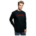thumbnail image 2 of Daxton Retro Houston Arch Font Long Sleeves T Shirt Soft Medium Weight Cotton, 2Pk Black Red Red Black, L, 2 of 5