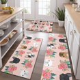 thumbnail image 2 of Pink French Bulldog Flowers Florals Kitchen Rugs Sets Of 3,Kitchen Runner Rugs Non Skid Washable,Decorative Kitchen Floor Mats for Kitchen,Sink,Laundry,17"x30"+ 17"x47" + 17"x59", 2 of 6