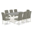 thumbnail image 6 of East West Furniture V-Style 9-piece Wood Dining Table Set in White/Dark Shitake, 6 of 10