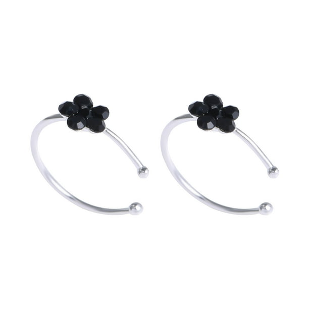 Fiudx Joyas de Cristal para La Nariz, Elegante Aro Nasal con Diseño Floral, Pendientes de Cobre Brillante, Juego de Accesorios de Moda, Ideal Como Regalo, Ideal para Amantes de La Joyería. Juego de 2