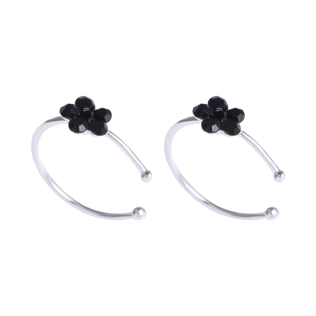 Fiudx Joyas de Cristal para La Nariz, Elegante Aro Nasal con Diseño Floral, Pendientes de Cobre Brillante, Juego de Accesorios de Moda, Ideal Como Regalo, Ideal para Amantes de La Joyería. Juego de 2