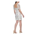 thumbnail image 2 of GUESS Womens White Zippered Sheer Lace Lined Tie Belt Darted Floral Pouf Sleeve Sweetheart Neckline Above The Knee Sheath Dress 4, 2 of 4