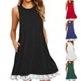 thumbnail image 4 of cocolona Women's Summer T Shirts Dress Solid Casual Crew Neck Sleeveless Tank Dress Hawaiian Beach Sundress, 4 of 4