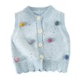 thumbnail image 3 of AUDeals Girls Ruffle Trim Knit Sweater Vest - Round Neck Sleeveless Button Front Cardigan for Kids Casual Layering Wear, 3 of 6