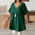 thumbnail image 5 of Women's V Neck Short Sleeve Ruffle Loose Summer Flowy Mini Dress, 5 of 7