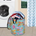 thumbnail image 5 of 50L Extra Large Popup Hamper Collapsible Laundry Basket With Zippered Lid 15.7x18.5in Leafs Vector Illustration, 5 of 7
