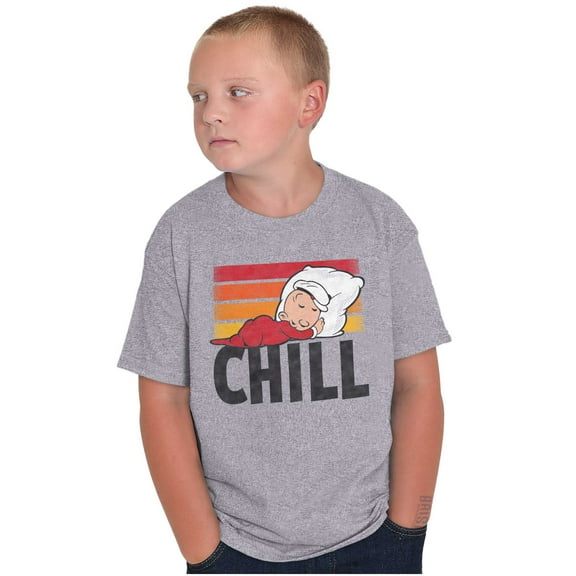 Popeye The Sailor Man Sleeping Chill Crewneck T Shirts Boy Girl Teen Brisco Brands XS
