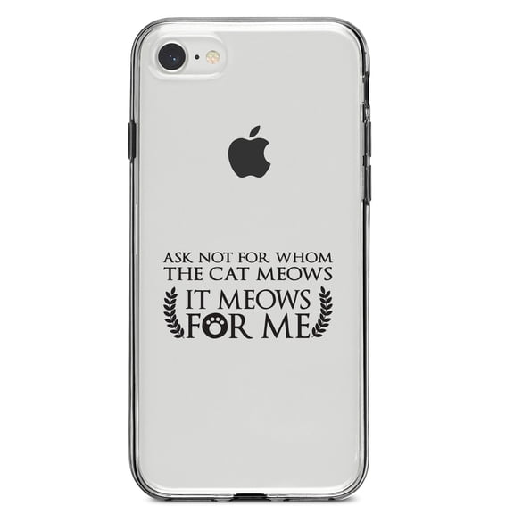 DistinctInk Clear Shockproof Hybrid Case for iPhone 7 8 SE (2020 Model) 4.7" Screen TPU Bumper Acrylic Back Tempered Glass Screen Protector - Ask Not For Whom the Cat Meows