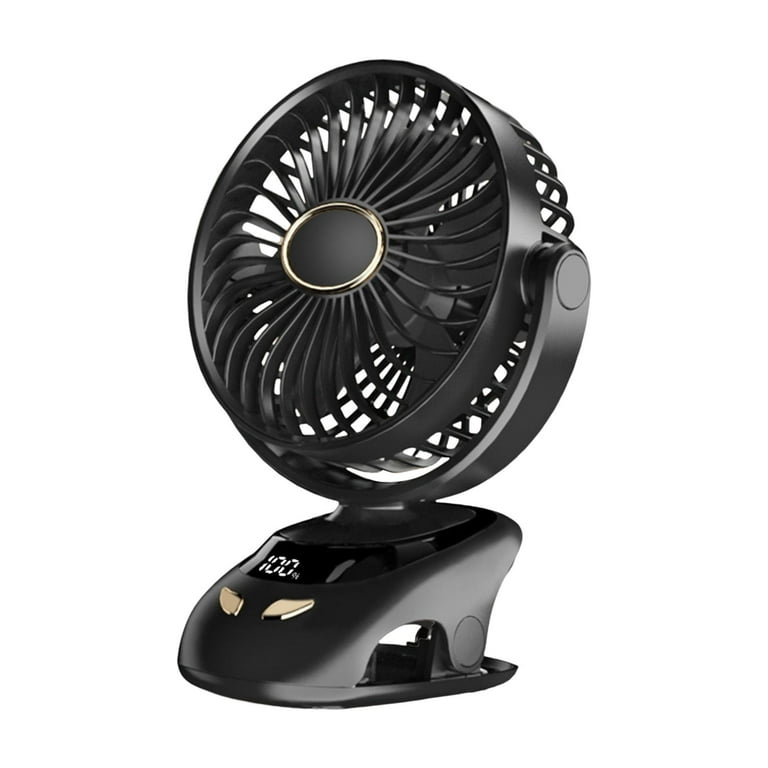 Mini Table Fan Clip Lightweight 90 Degree Rotation Portable Fan Electric Fan USB Desk Fans Fan for Bedroom Office Dormitory Indoor , 6000mAh Black -