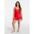 thumbnail image 2 of Joyspun Women’s Lace Trim Satin Valentine's Day Cami and Shorts Set, Sizes S-3X, 2 of 6