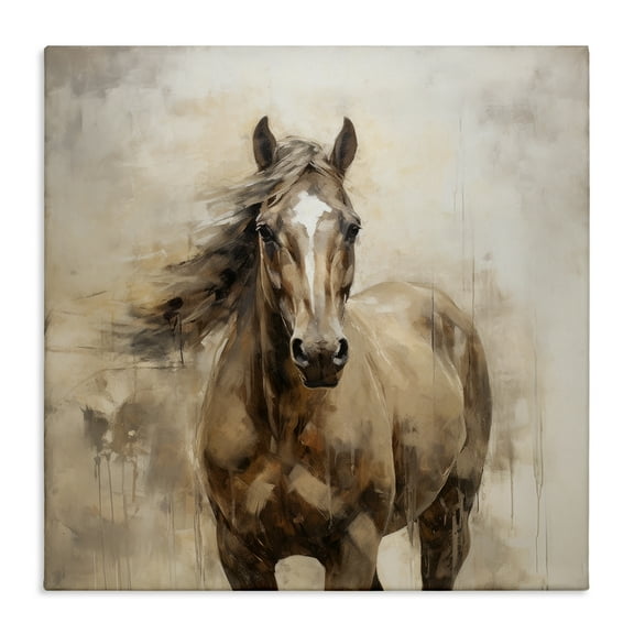 Stupell Industries Horse with Modern Drip Animals Painting Wrapped Canvas Art Print Wall Art, 17 x 17